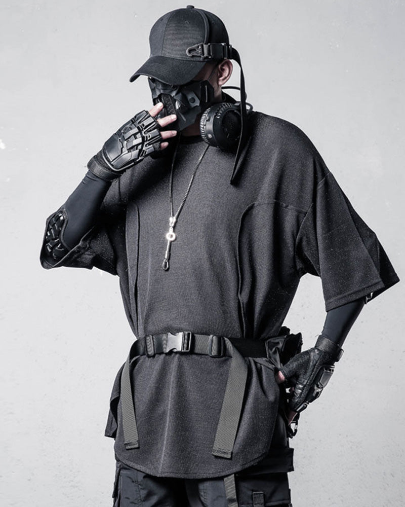 Techwear Irregular Slit Hem T-Shirt