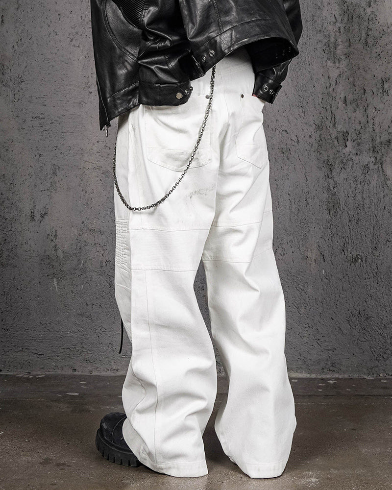 Infernal Gaze Crinkled Waxed Wide-Leg Pants White