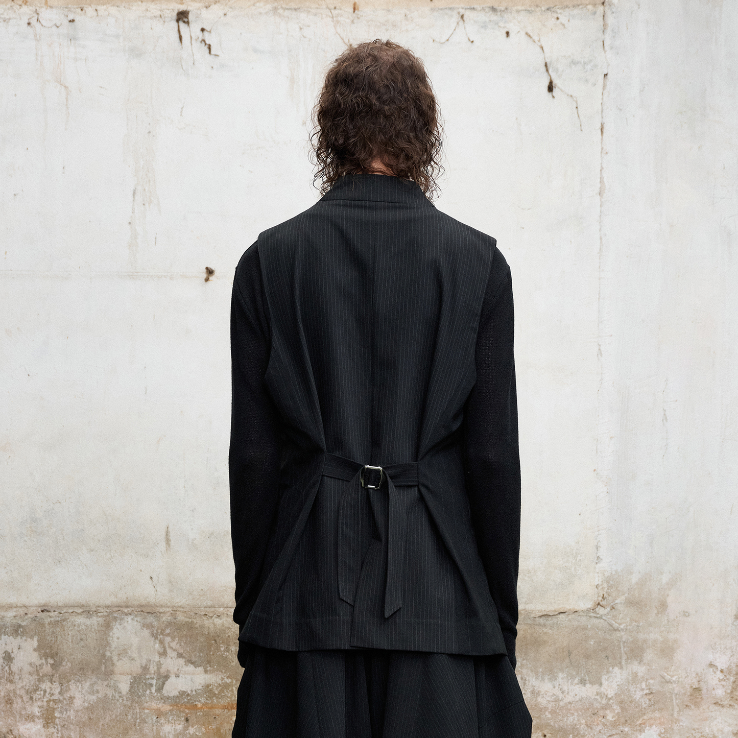 Double-Collar Panel Pinstripe Vest