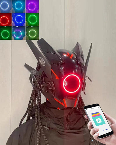 APP-Controlled LED Futuristic Cyberpunk Helmet Mask
