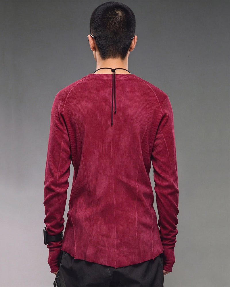 Post‑Apocalyptic Distressed Washed Thumbhole Long Sleeve Tee