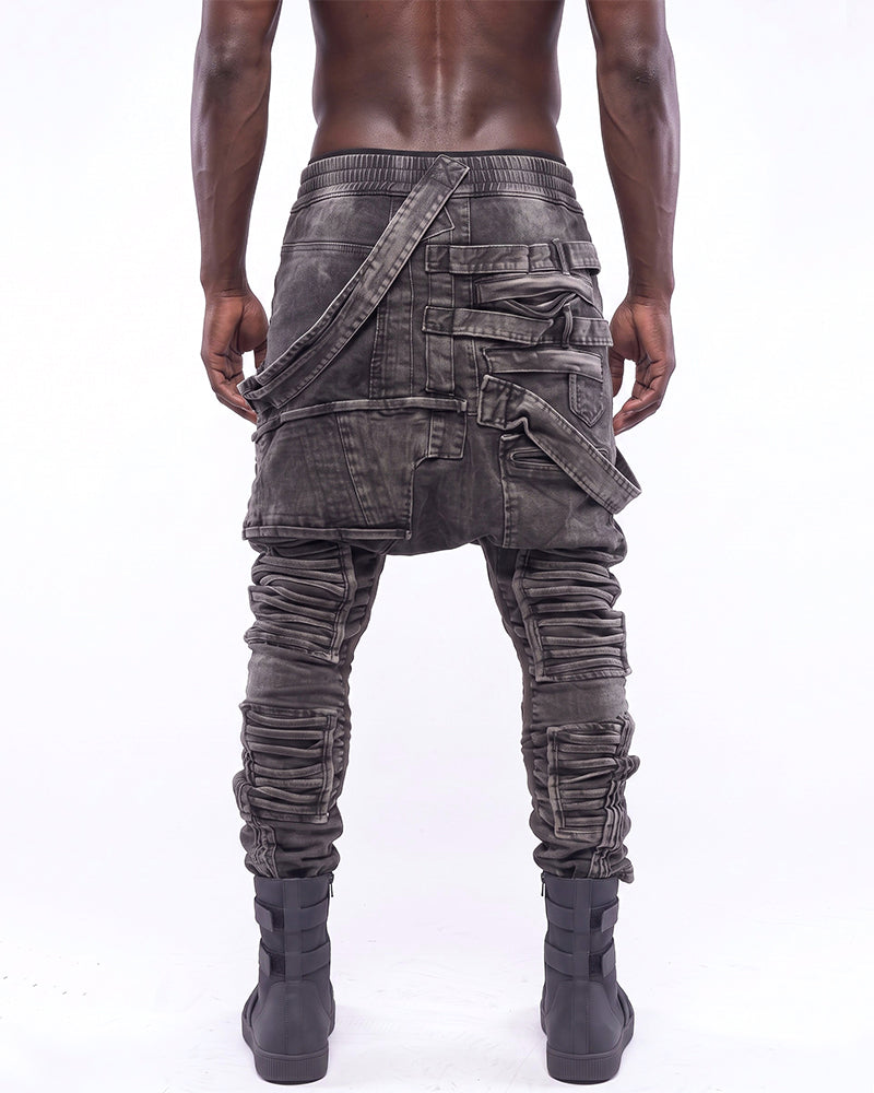 Post‑Apocalyptic Distressed Asymmetric Cargo Pants