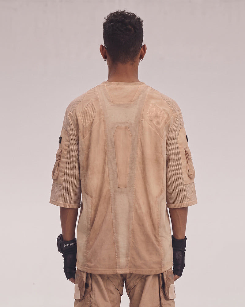 Wasteland Dirty-Dye Mesh Velcro Pocket Tactical T-Shirt