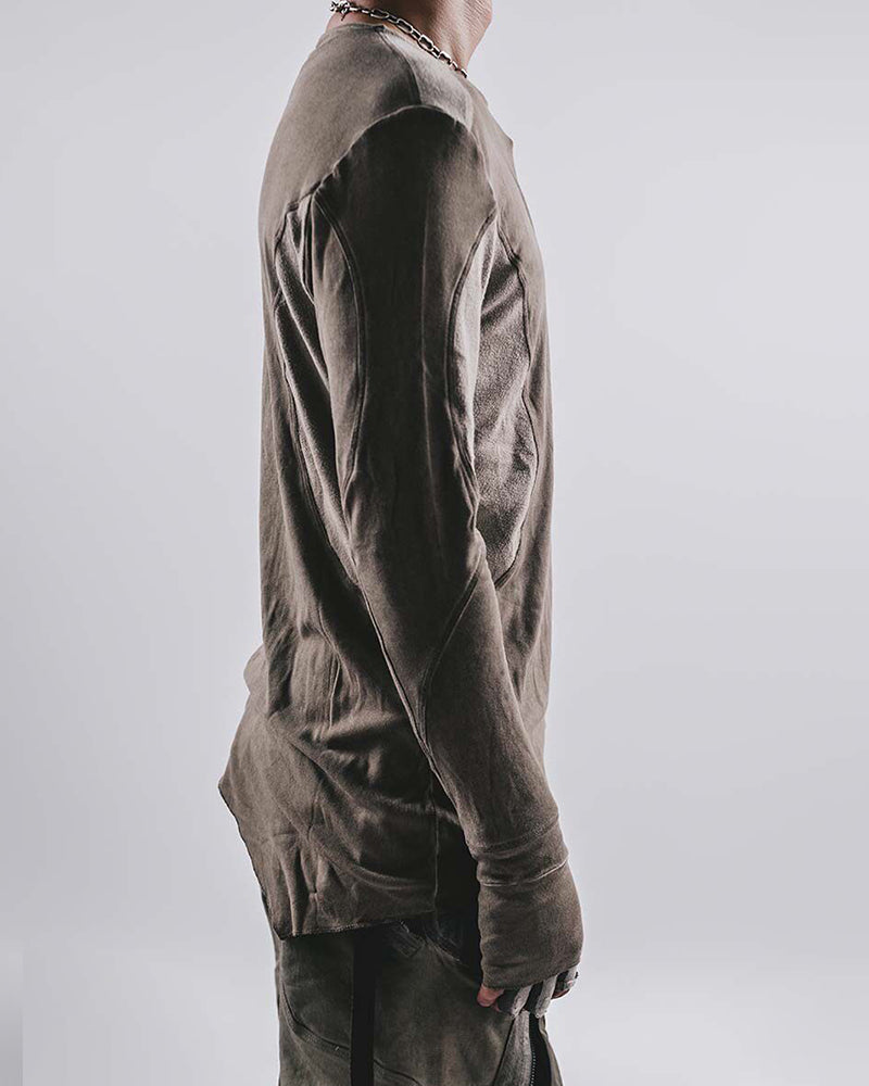 Post-Apocalyptic Oil-Washed Deconstructed Long-Sleeve Tee