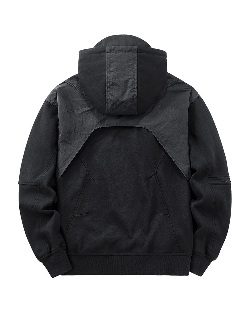 Functional Multi-Pockets Patchwork Hoodie