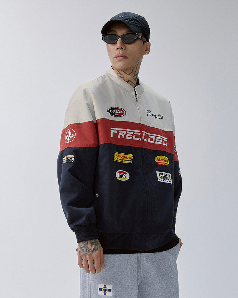 Retro Contrast Racing Patch Jacket