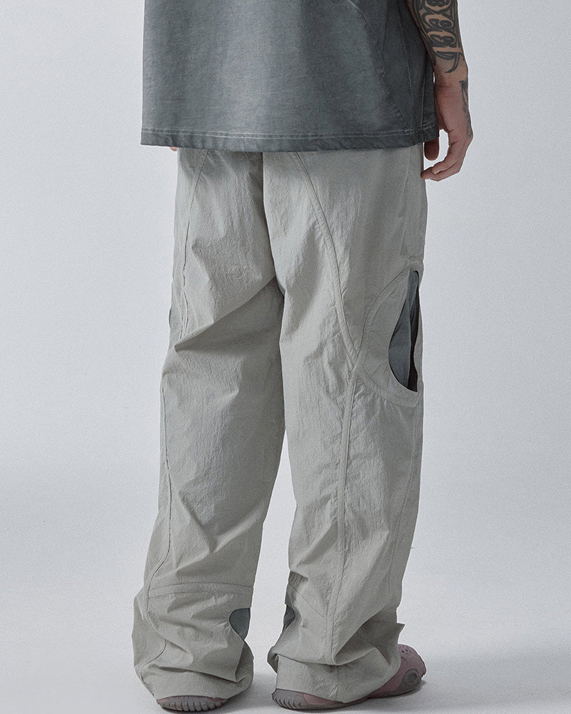 Contrast Panel Cutout Utility Cargo Pants