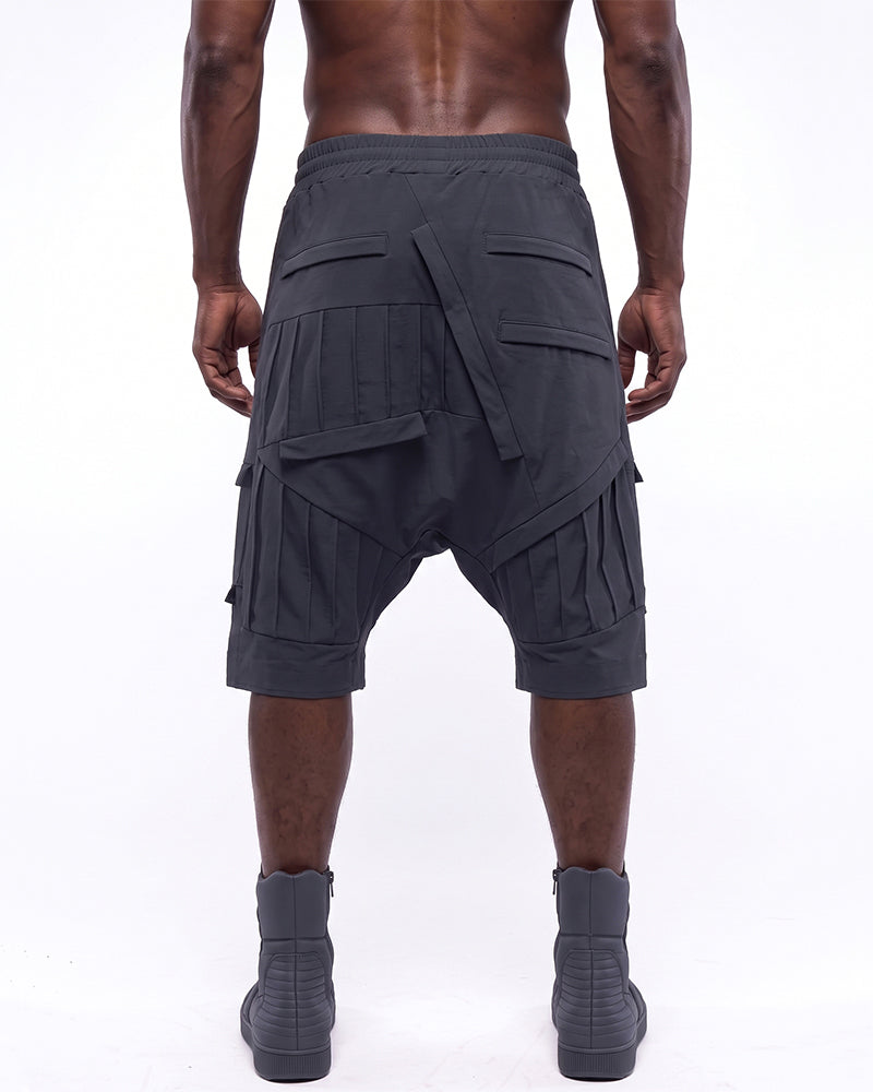 Post-Apocalyptic Pleated Drop-Crotch Shorts
