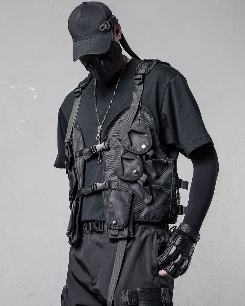 Techwear Mesh Multi-Pocket Tactical Vest