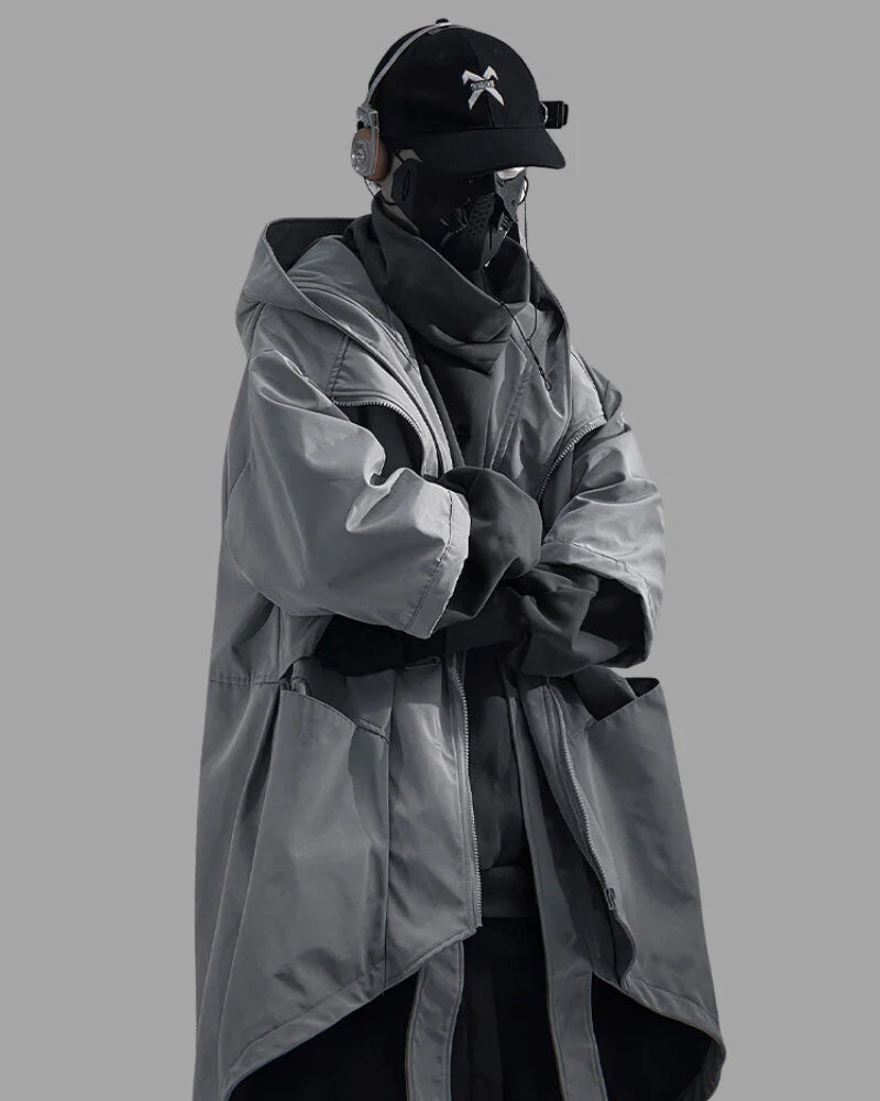 Techwear Fake Two-piece Mid-sleeve Unisex Coat