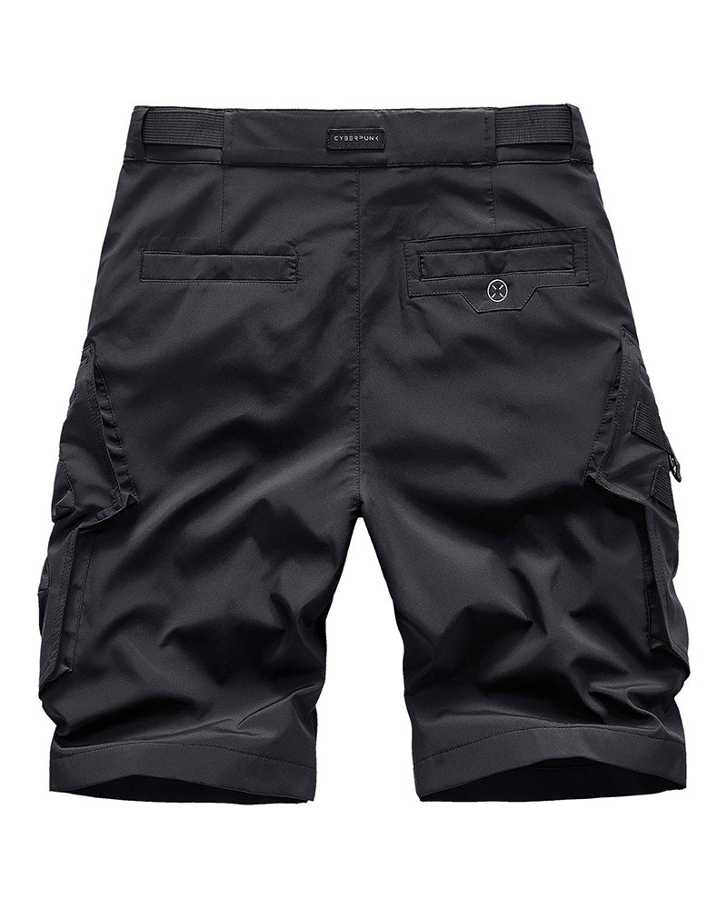 Functional Multi-Pocket Belt Cargo Shorts