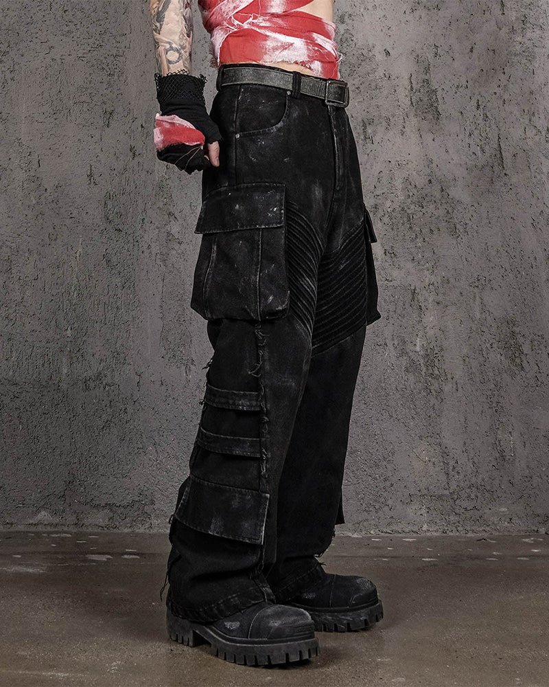 Deconstructed Distressed Wanderer Multi-Pocket Jeans