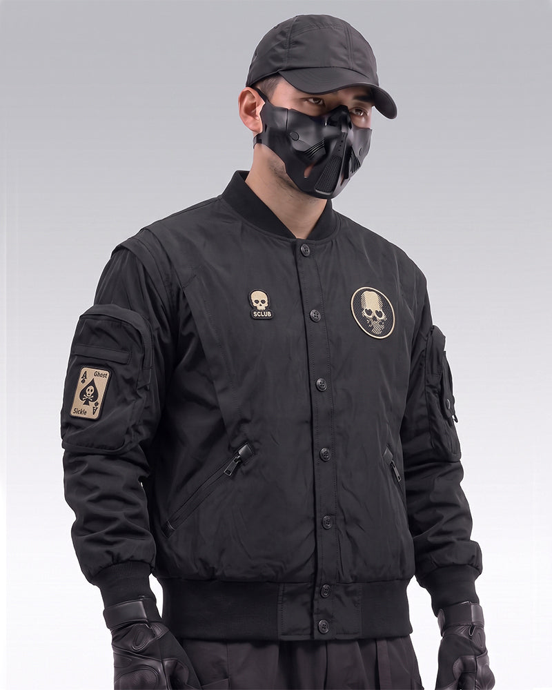 Tactical Skull Embroidered Bomber Jacket