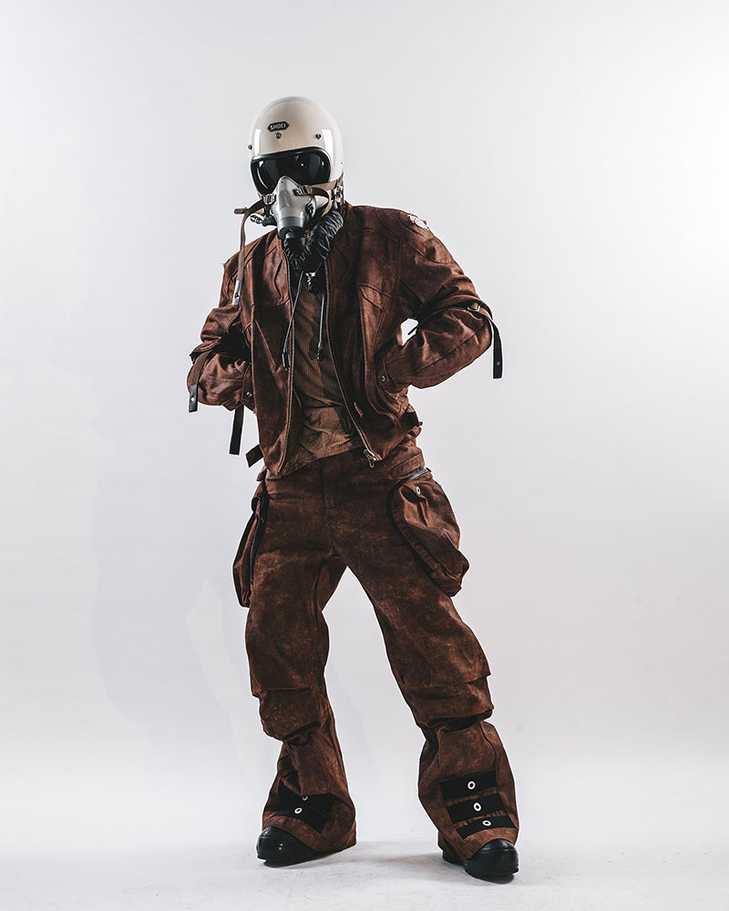 Rust-Dyed Exposed-Armor Moto Jacket