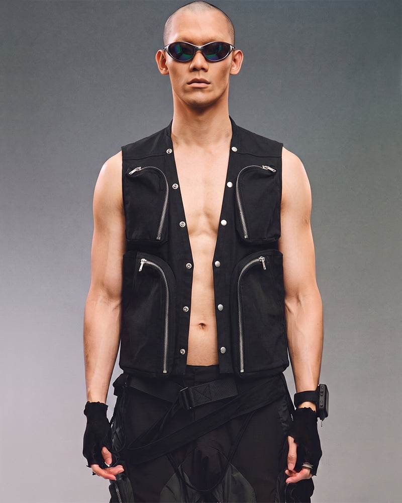 Post‑Apocalyptic Tactical Zip‑Pocket Utility Vest