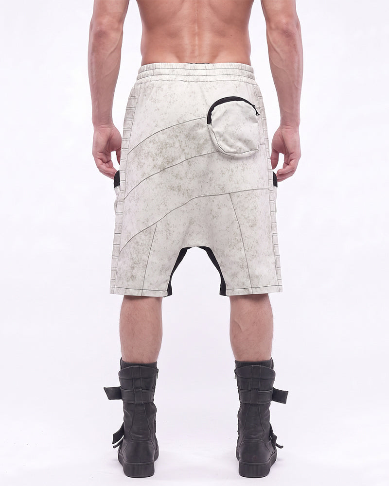 Wasteland Deconstructed Multi‑Pocket Drop Crotch Shorts