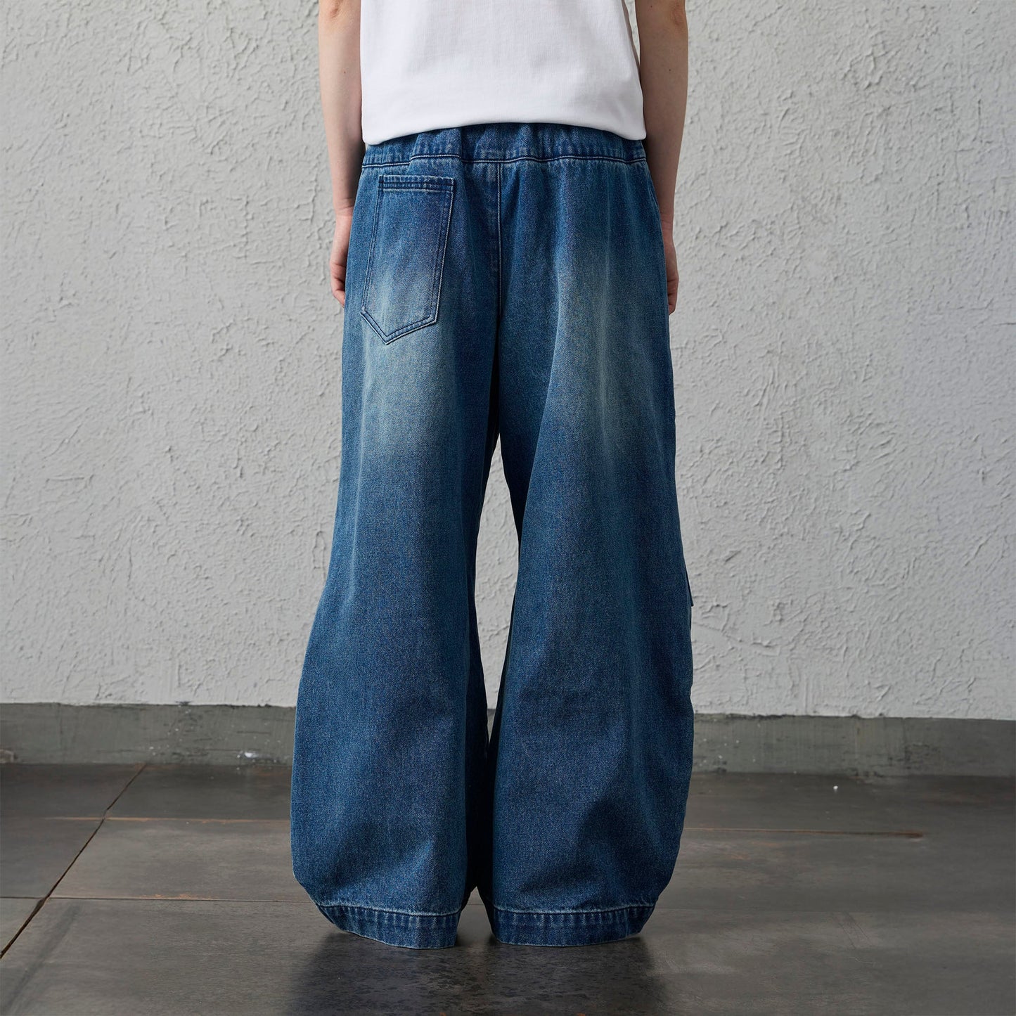 Faded Wash Padded-Knee Jeans