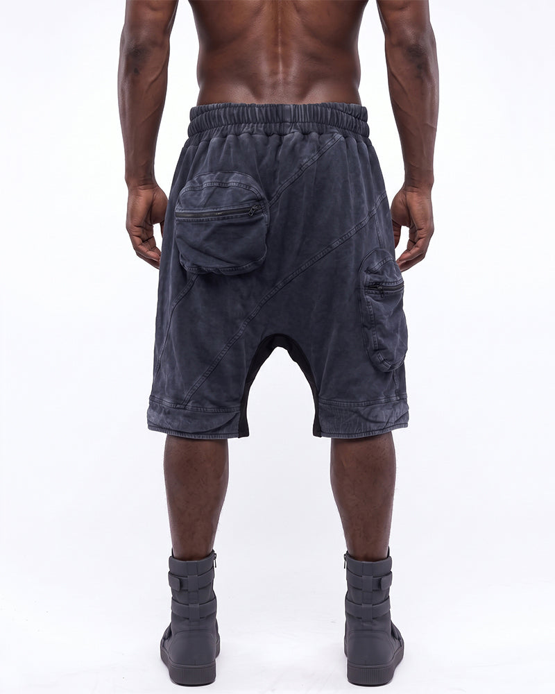 Post-Apocalyptic Washed Asymmetric Cargo Shorts