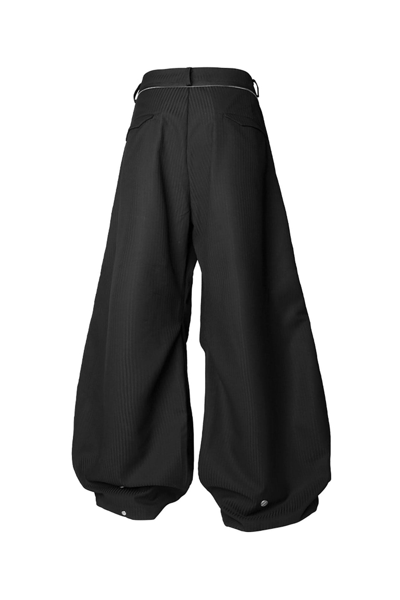 Pinstriped Detachable-Scarf Oversized Pants Black