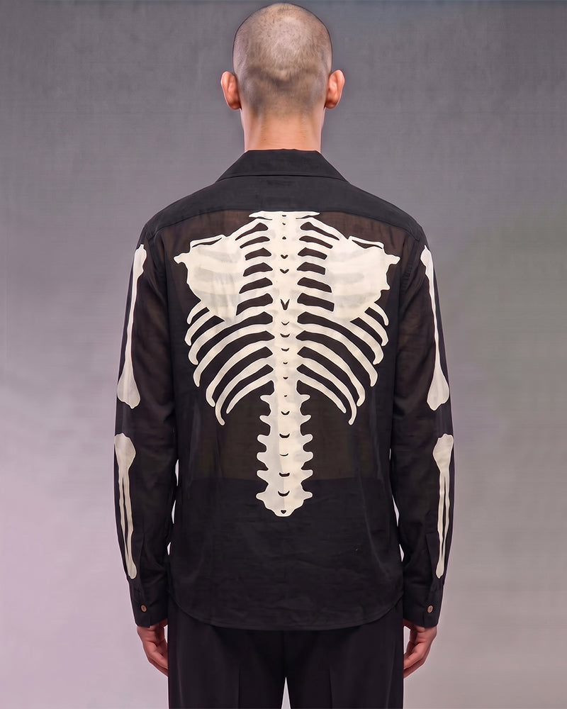 Post-Apocalyptic Full Skeleton Print Long Sleeve Shirt