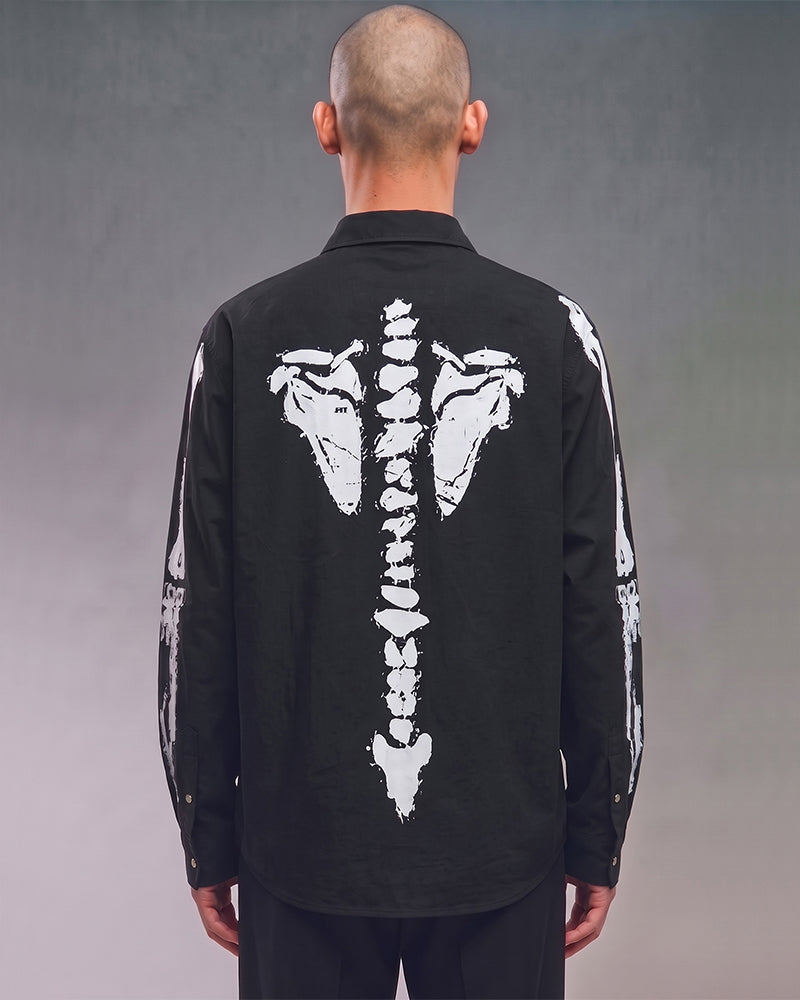 Post-Apocalyptic Skeleton Print Loose Long Sleeve Shirt