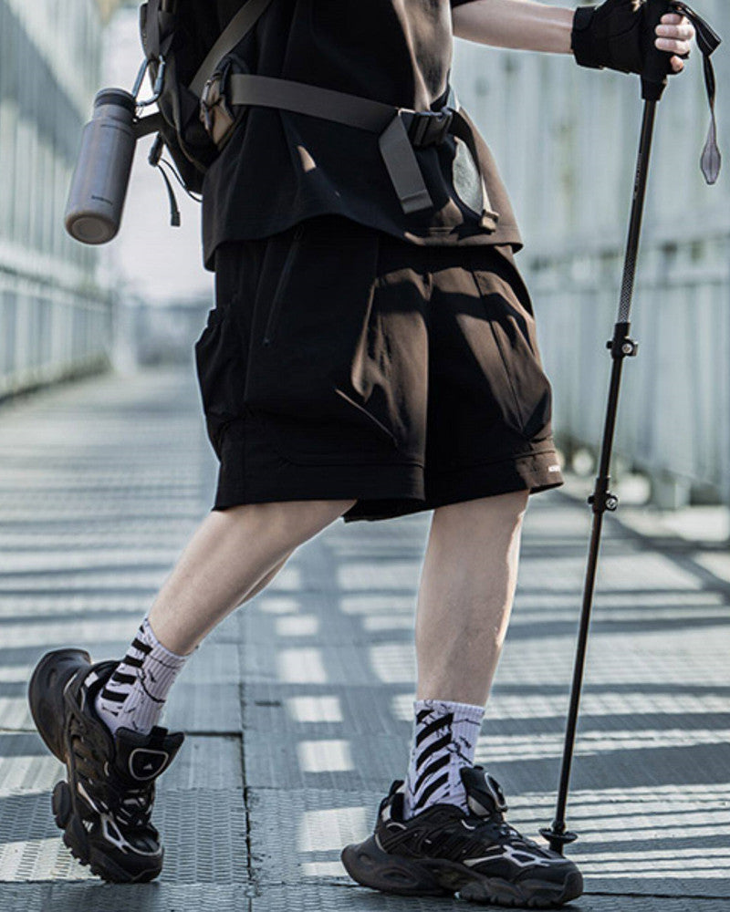Techwear Vertical Zipper Cargo Shorts