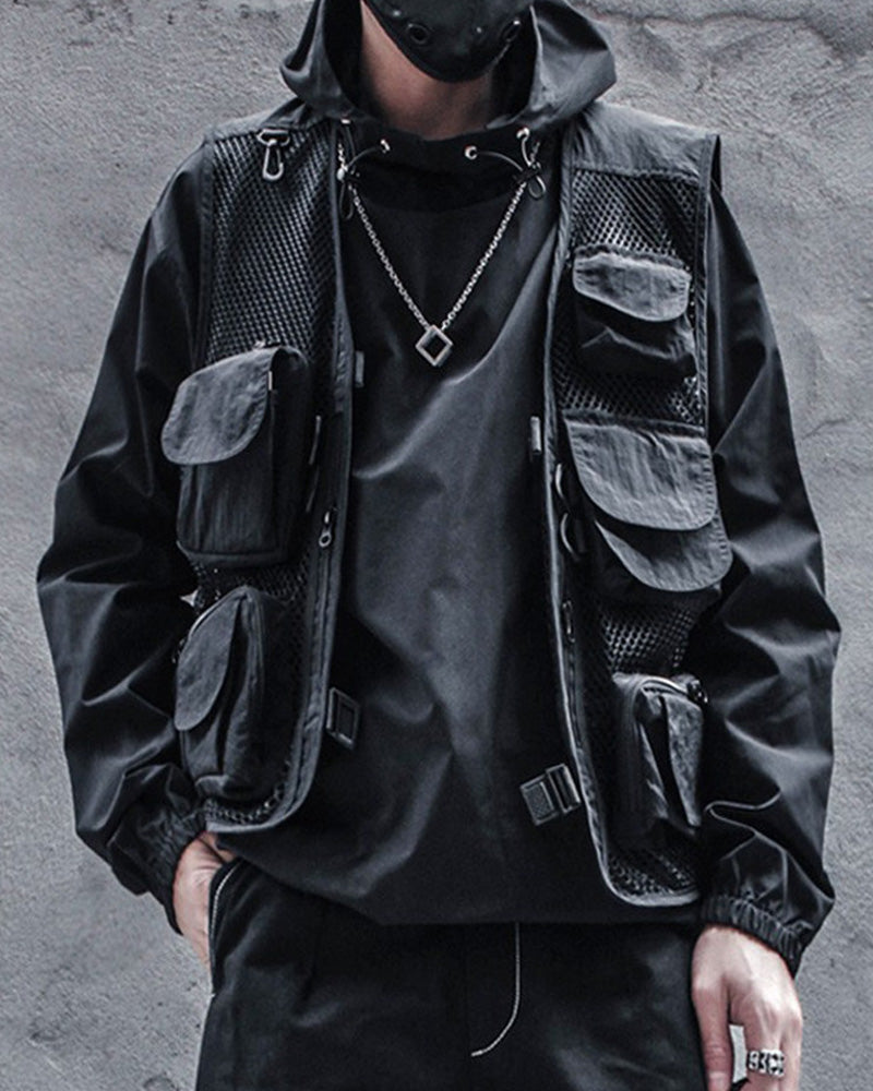 Techwear Multi-Pocket Fishnet Cargo Vest