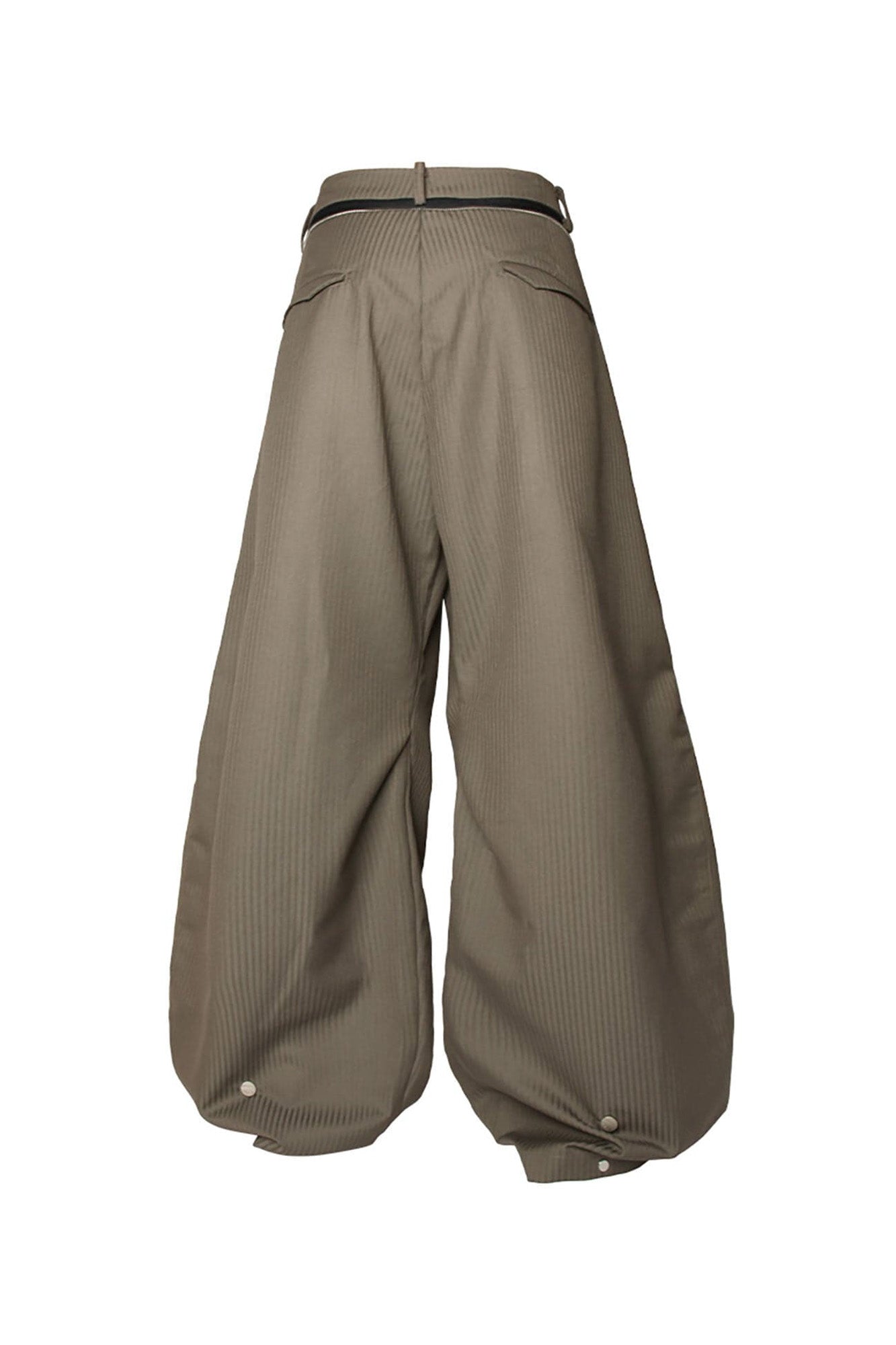 Pinstriped Detachable-Scarf Oversized Pants Brown