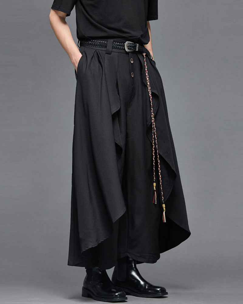 Modern Japanese Ruffled Wide Leg Hakama Pants