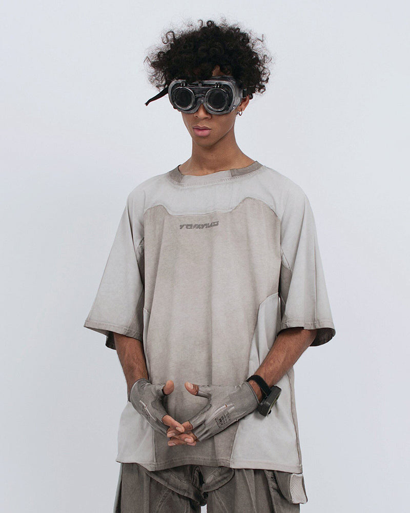 Distressed Dirty-Dye Deconstructed Panel T-Shirt
