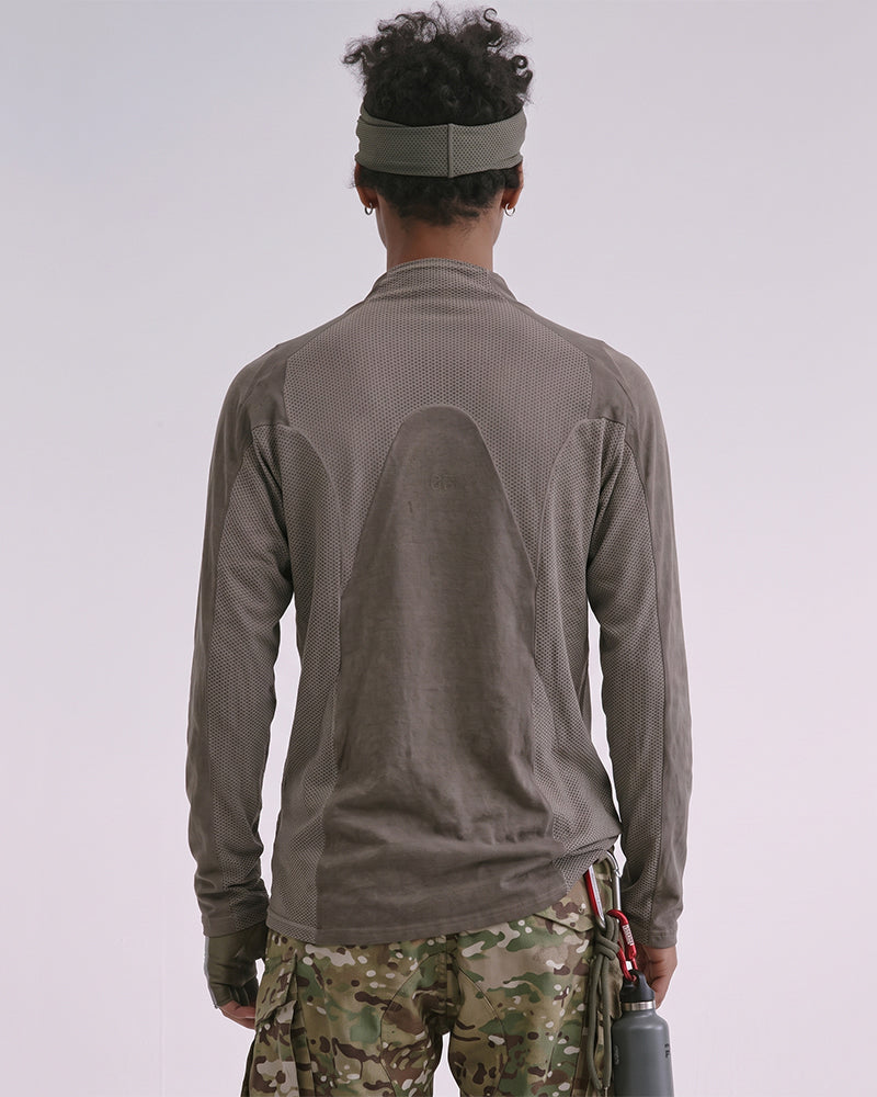 Post-Apocalyptic Dirty Dye Mesh Long Sleeve Tee