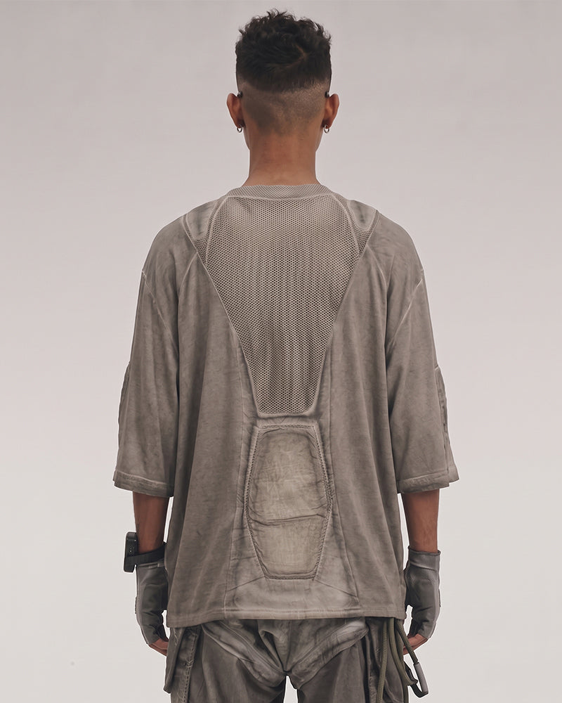Wasteland Dirty-Dye Mesh Panel Tactical T-Shirt