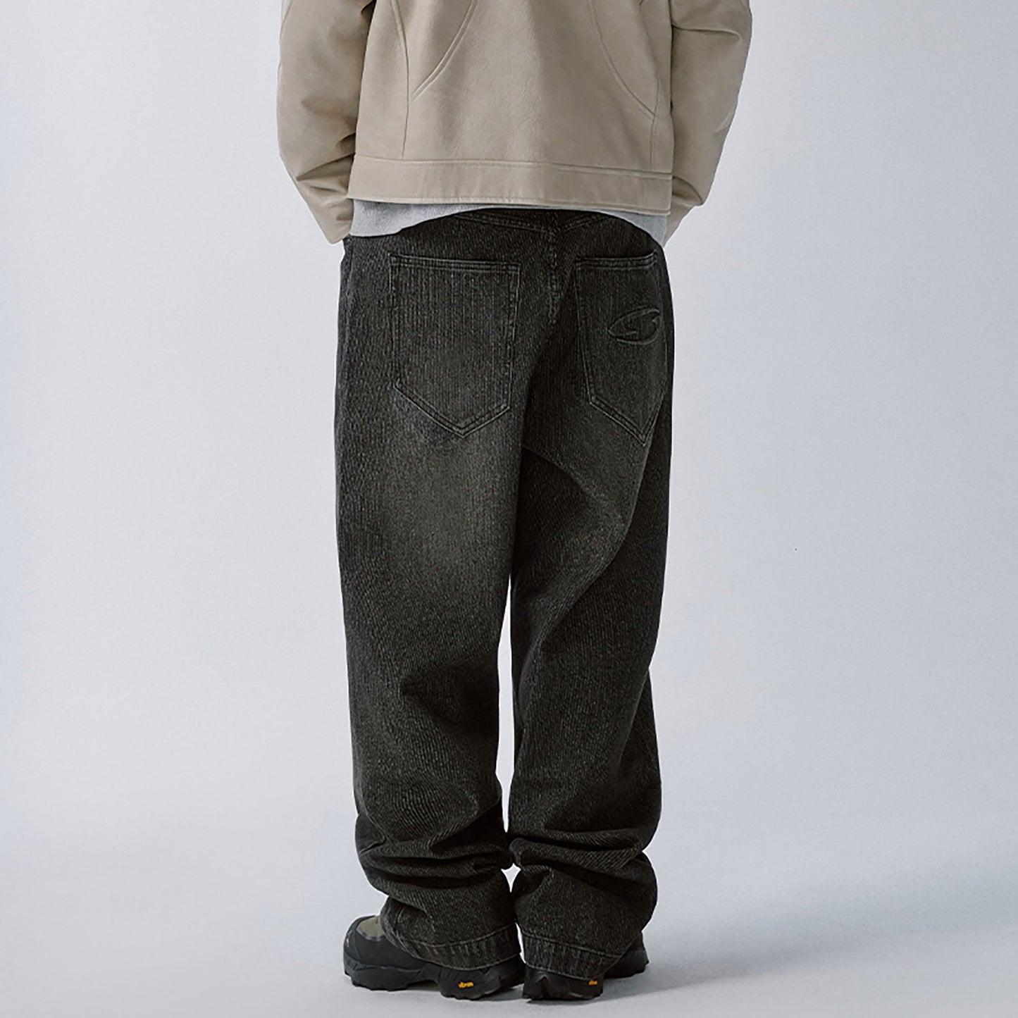 Retro Corduroy Logo Embroidery Straight-Leg Jeans