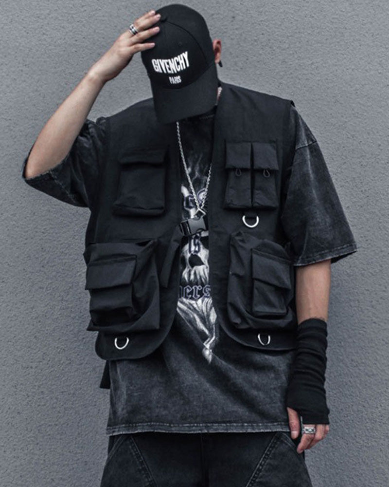 Multi-Pocket Streetwear Cargo Utility Vest
