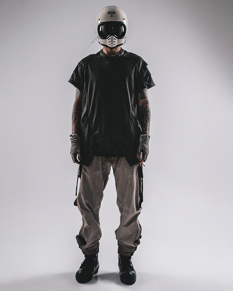 Post-Apocalyptic Asymmetric Raw-Cut T-Shirt