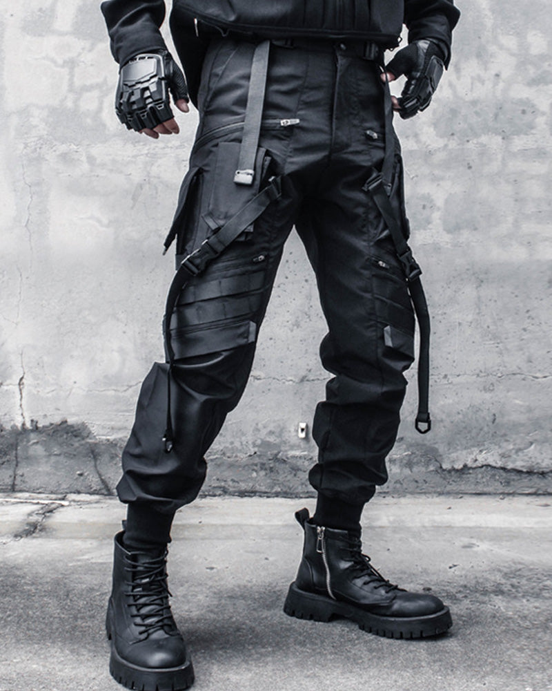 Functional Ribbon Belt Paratrooper Cargo Pants