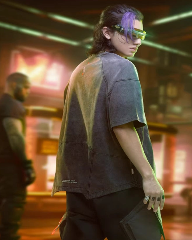 Cyberpunk Washed Distressed Asymmetrical Techwear T-Shirt