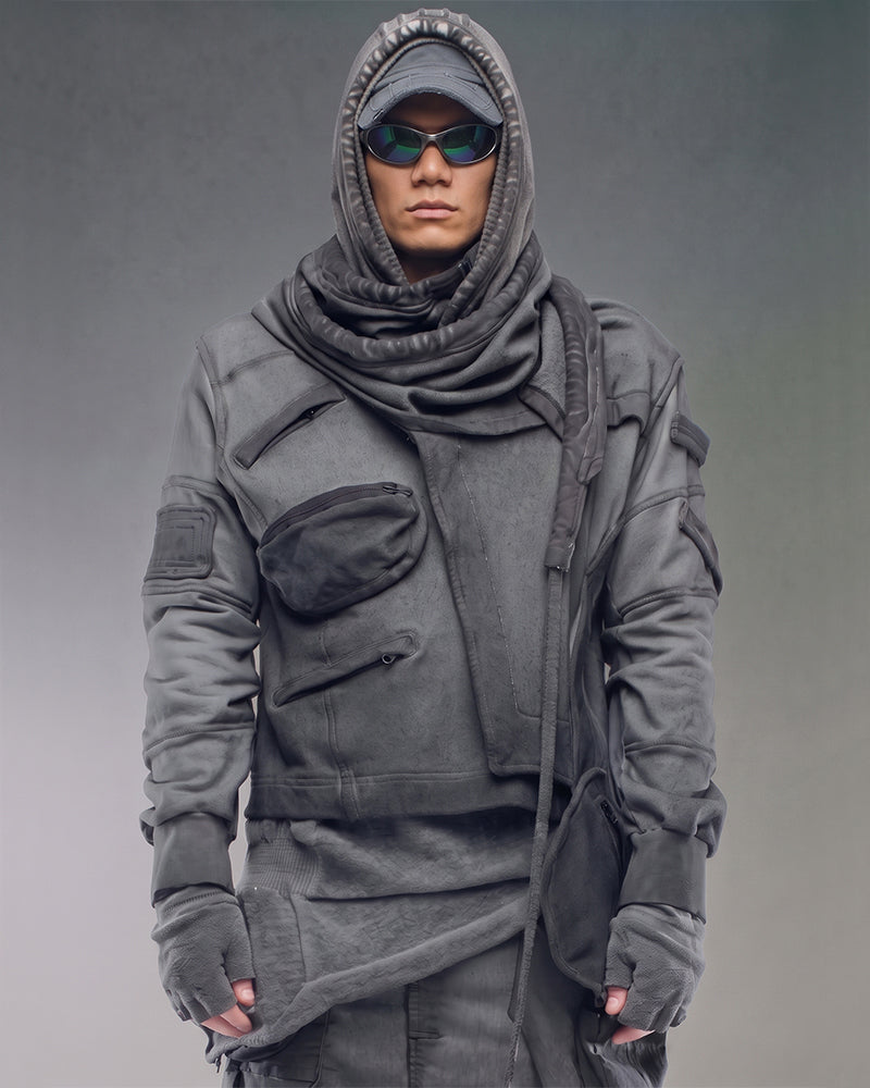 Asymmetric Dirty Dye Deconstructed Wasteland Hoodie