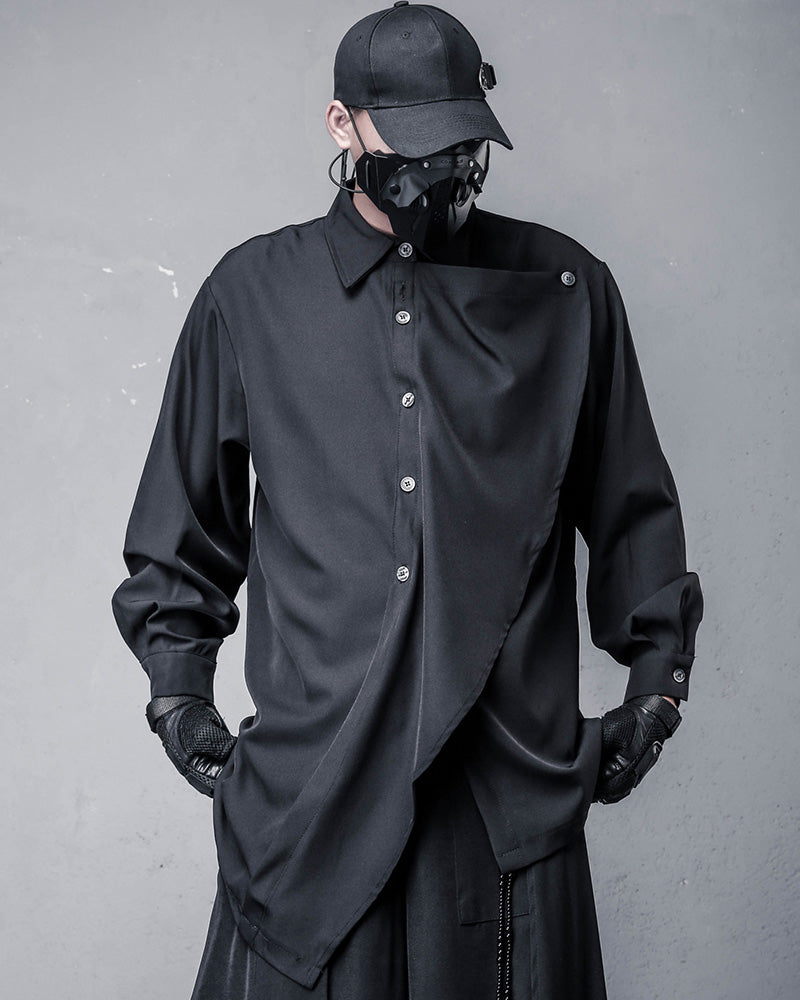 Japanese Asymmetric Ruffle Darkwear Shirt