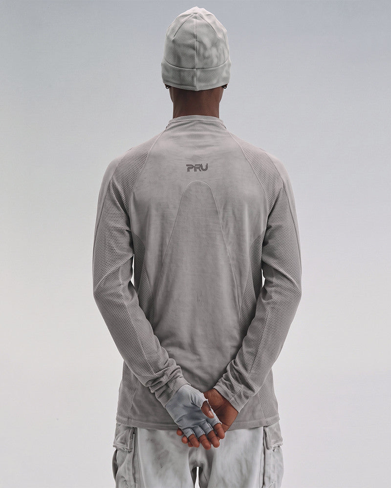 Dystopian Dirty Dye Mesh Technical Long Sleeve Top