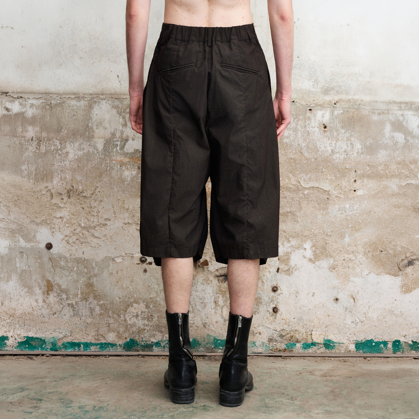Pleated Button-Fly Shorts