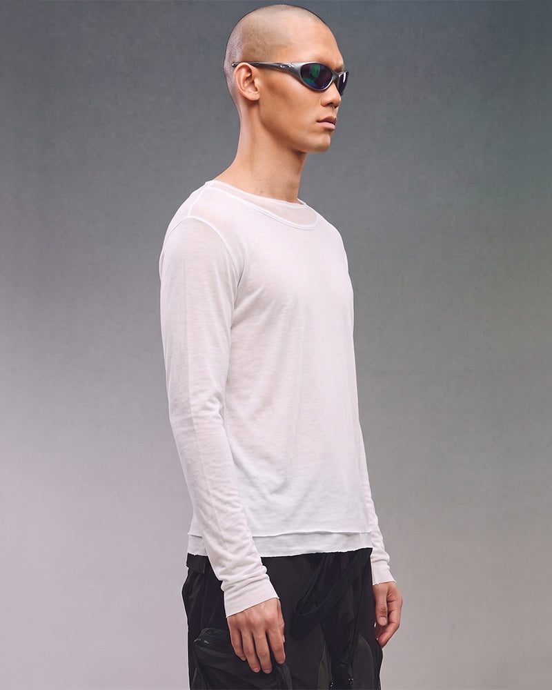 Dystopian Double-Layer Crew Neck Long Sleeve Top