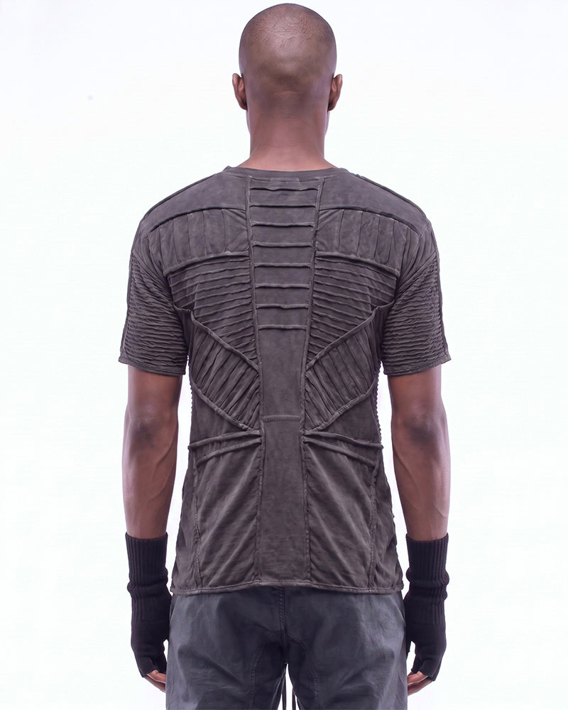 Wasteland Asymmetric Pleated Distressed Short Sleeve T-Shirt