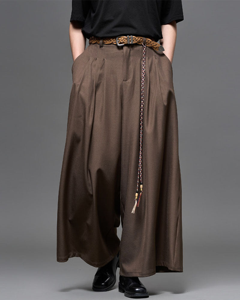 Modern Japanese Pleated Wide Leg Hakama Pants
