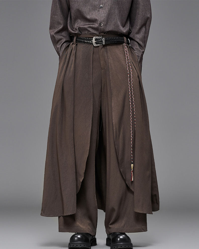 Modern Japanese Layered Wide Leg Hakama Pants
