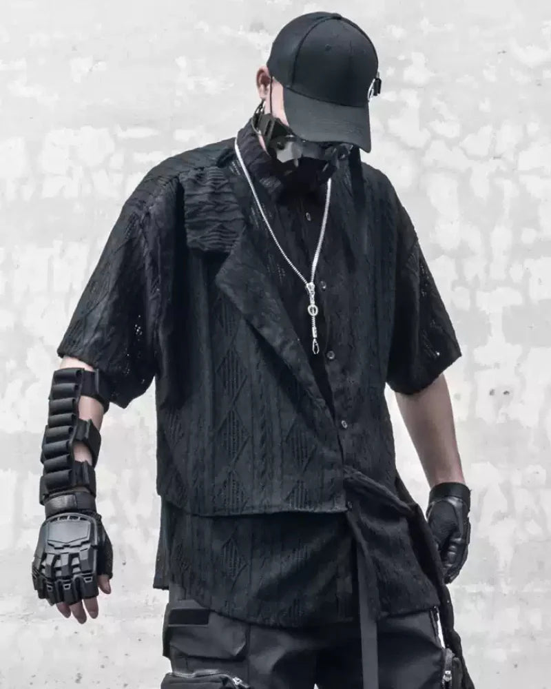 Streetwear Hollow Short Sleeve Shirt
