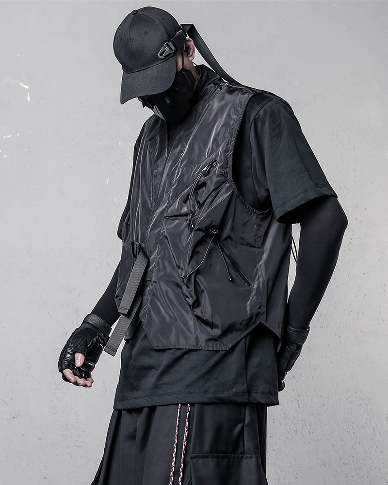 Techwear Darkwear Multi-Pocket Tactical Utility Vest