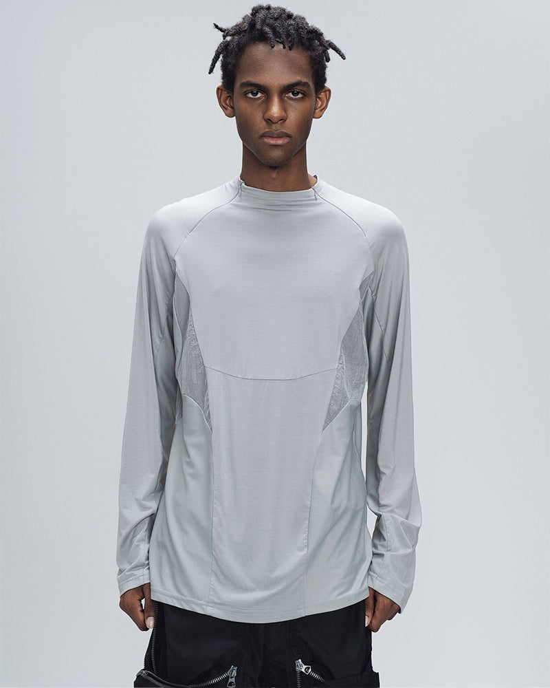 Techwear Color-Block Mock Neck Long-Sleeve Tee