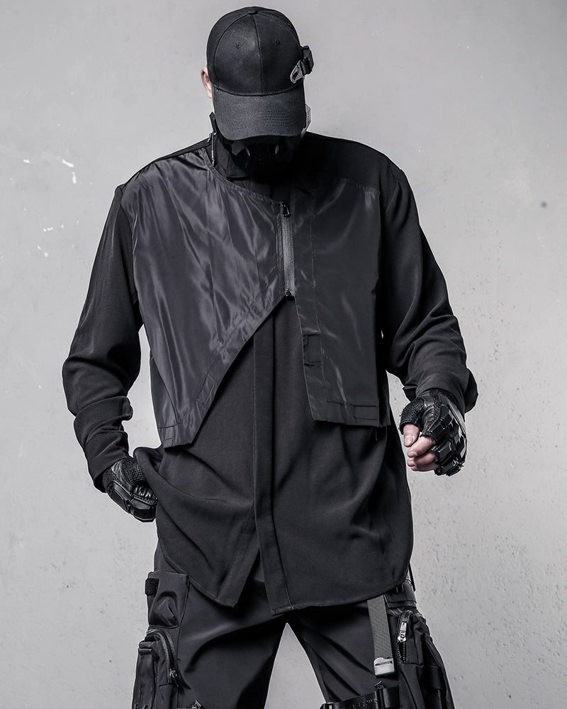 Techwear Asymmetric Layered Longline Shirt