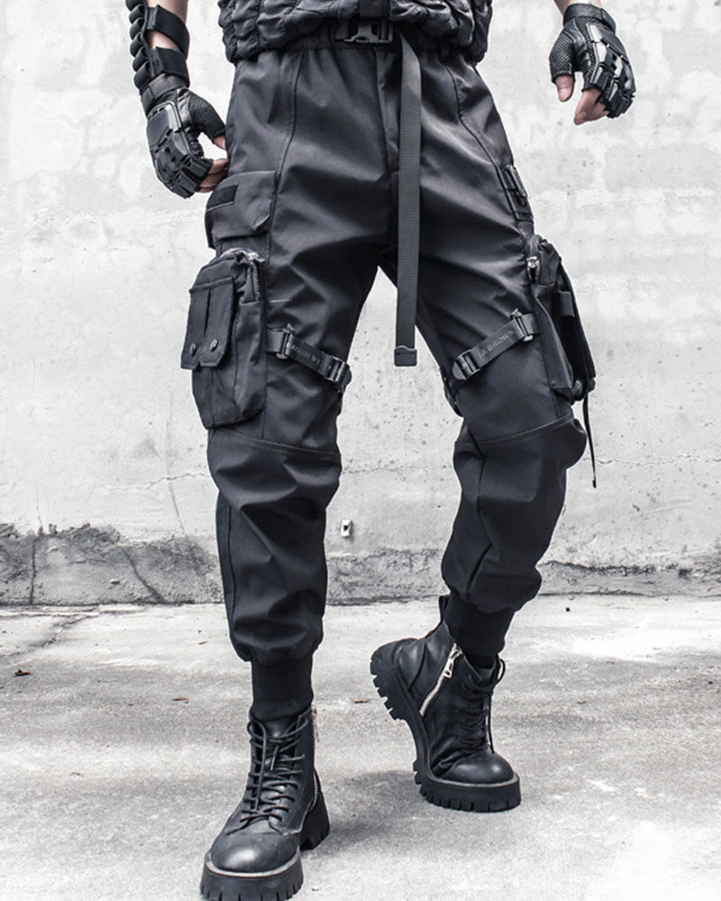 Functional Black Multi-Pocket Cargo Pants